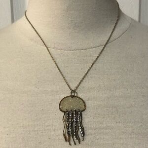 Handmade Jellyfish Necklace with Diamond Frills and Resin Body